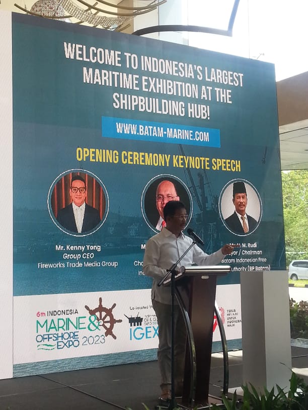 Kepala BP Batam Muhammad Rudi Buka Pameran Perkapalan  Indonesia Marine Offshore Expo 2023
